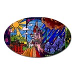 Beauty Stained Glass Castle Building Oval Magnet