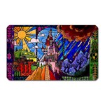 Beauty Stained Glass Castle Building Magnet (Rectangular)