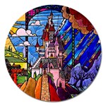 Beauty Stained Glass Castle Building Magnet 5  (Round)