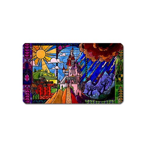 Beauty Stained Glass Castle Building Magnet (Name Card) from ArtsNow.com Front