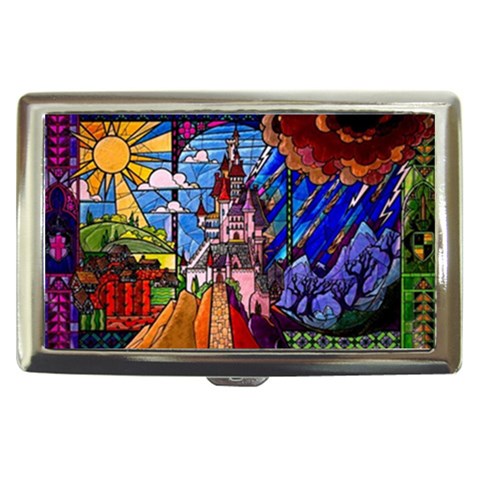 Beauty Stained Glass Castle Building Cigarette Money Case from ArtsNow.com Front
