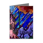 Beauty Stained Glass Castle Building Mini Greeting Card