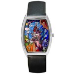 Beauty Stained Glass Castle Building Barrel Style Metal Watch