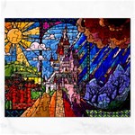 Beauty Stained Glass Castle Building Rectangular Jigsaw Puzzl