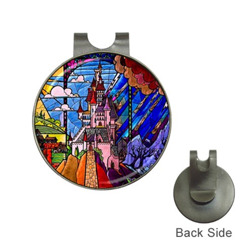 Beauty Stained Glass Castle Building Hat Clips with Golf Markers from ArtsNow.com Front