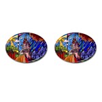 Beauty Stained Glass Castle Building Cufflinks (Oval)