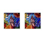 Beauty Stained Glass Castle Building Cufflinks (Square)