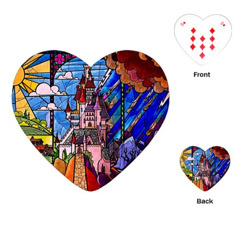 Beauty Stained Glass Castle Building Playing Cards Single Design (Heart) from ArtsNow.com Front
