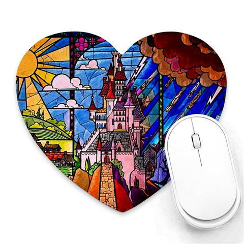 Beauty Stained Glass Castle Building Heart Mousepad from ArtsNow.com Front