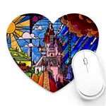 Beauty Stained Glass Castle Building Heart Mousepad