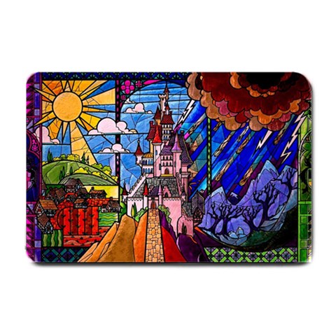 Beauty Stained Glass Castle Building Small Doormat from ArtsNow.com 24 x16  Door Mat