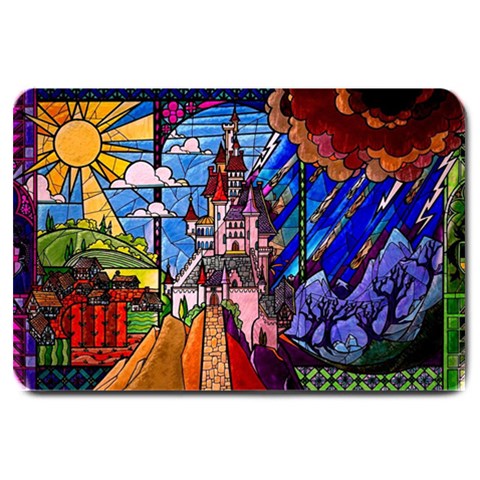 Beauty Stained Glass Castle Building Large Doormat from ArtsNow.com 30 x20  Door Mat