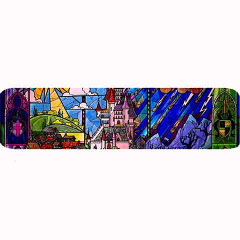Beauty Stained Glass Castle Building Large Bar Mat from ArtsNow.com 32 x8.5  Bar Mat