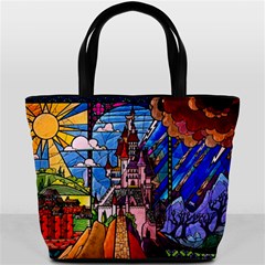 Beauty Stained Glass Castle Building Bucket Bag from ArtsNow.com Front