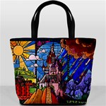 Beauty Stained Glass Castle Building Bucket Bag