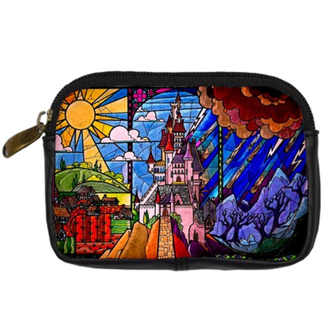 Beauty Stained Glass Castle Building Digital Camera Leather Case from ArtsNow.com Front