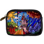 Beauty Stained Glass Castle Building Digital Camera Leather Case