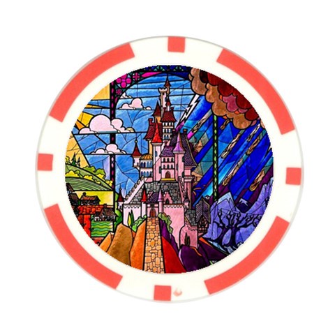 Beauty Stained Glass Castle Building Poker Chip Card Guard (10 pack) from ArtsNow.com Front