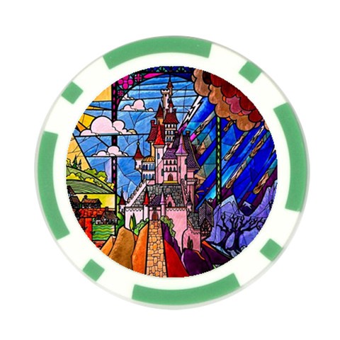 Beauty Stained Glass Castle Building Poker Chip Card Guard (10 pack) from ArtsNow.com Front