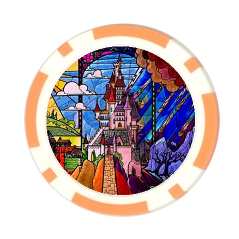 Beauty Stained Glass Castle Building Poker Chip Card Guard (10 pack) from ArtsNow.com Front