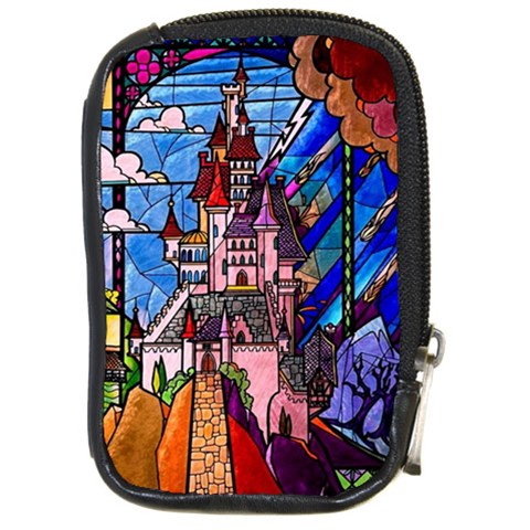 Beauty Stained Glass Castle Building Compact Camera Leather Case from ArtsNow.com Front