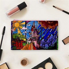 Beauty Stained Glass Castle Building Cosmetic Bag (Medium) from ArtsNow.com Front