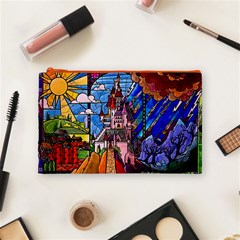 Beauty Stained Glass Castle Building Cosmetic Bag (Medium) from ArtsNow.com Front