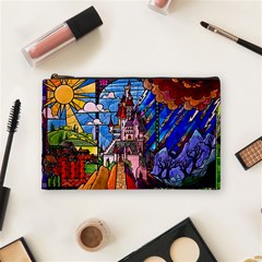 Beauty Stained Glass Castle Building Cosmetic Bag (Medium) from ArtsNow.com Front