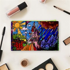 Beauty Stained Glass Castle Building Cosmetic Bag (Medium) from ArtsNow.com Back