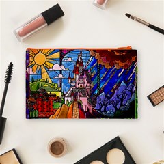 Beauty Stained Glass Castle Building Cosmetic Bag (Medium) from ArtsNow.com Back