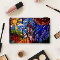 Beauty Stained Glass Castle Building Cosmetic Bag (Medium) from ArtsNow.com Back