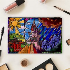 Beauty Stained Glass Castle Building Cosmetic Bag (Large) from ArtsNow.com Back