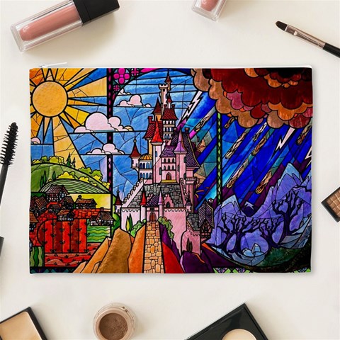 Beauty Stained Glass Castle Building Cosmetic Bag (XL) from ArtsNow.com Front