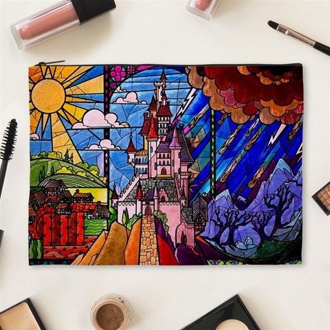 Beauty Stained Glass Castle Building Cosmetic Bag (XL) from ArtsNow.com Front