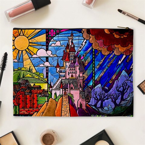 Beauty Stained Glass Castle Building Cosmetic Bag (XL) from ArtsNow.com Back