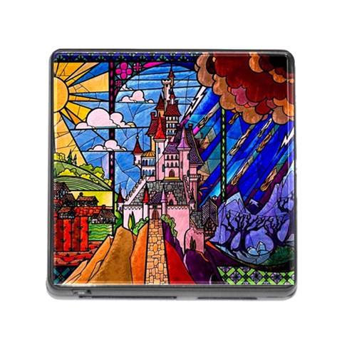 Beauty Stained Glass Castle Building Memory Card Reader (Square 5 Slot) from ArtsNow.com Front