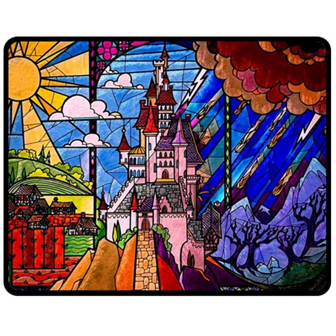 Beauty Stained Glass Castle Building Fleece Blanket (Medium) from ArtsNow.com 60 x50  Blanket Front