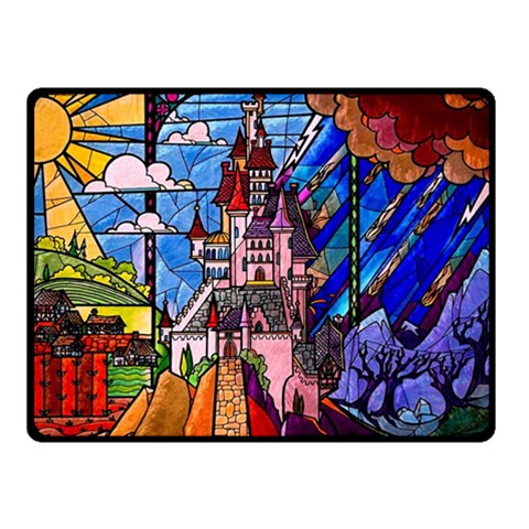 Beauty Stained Glass Castle Building Fleece Blanket (Small) from ArtsNow.com 50 x40  Blanket Front