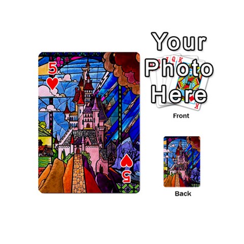 Beauty Stained Glass Castle Building Playing Cards 54 Designs (Mini) from ArtsNow.com Front - Heart5