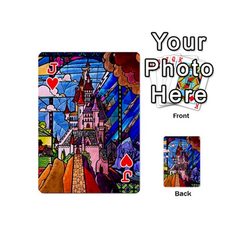 Jack Beauty Stained Glass Castle Building Playing Cards 54 Designs (Mini) from ArtsNow.com Front - HeartJ
