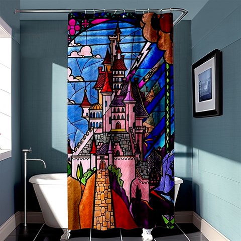 Beauty Stained Glass Castle Building Shower Curtain 36  x 72  (Stall)  from ArtsNow.com Curtain(36 X72 )