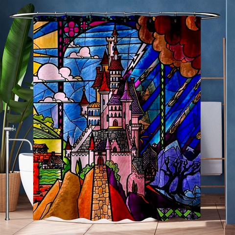 Beauty Stained Glass Castle Building Shower Curtain 60  x 72  (Medium)  from ArtsNow.com 60 x72  Curtain