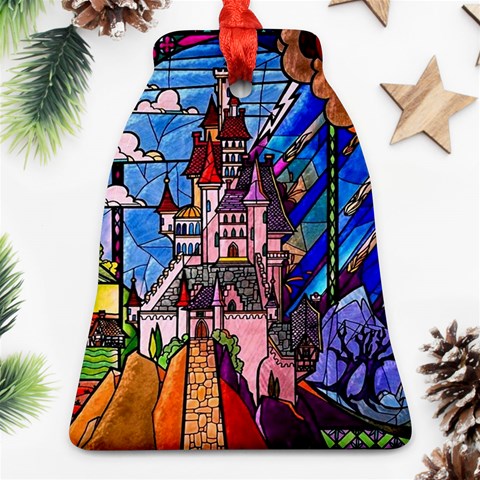 Beauty Stained Glass Castle Building Ornament (Bell) from ArtsNow.com Front