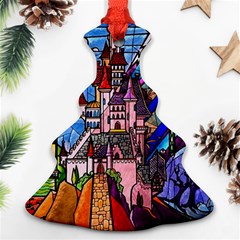 Beauty Stained Glass Castle Building Christmas Tree Ornament (Two Sides) from ArtsNow.com Front
