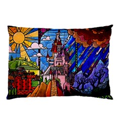 Beauty Stained Glass Castle Building Pillow Case (Two Sides) from ArtsNow.com Front