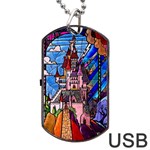 Beauty Stained Glass Castle Building Dog Tag USB Flash (One Side)