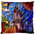Beauty Stained Glass Castle Building Large Cushion Case (One Side)
