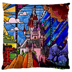 Beauty Stained Glass Castle Building Large Cushion Case (Two Sides) from ArtsNow.com Front