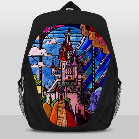 Beauty Stained Glass Castle Building Backpack Bag from ArtsNow.com Front