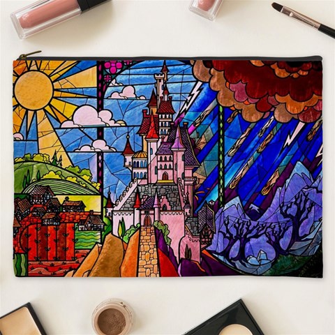 Beauty Stained Glass Castle Building Cosmetic Bag (XXXL) from ArtsNow.com Front